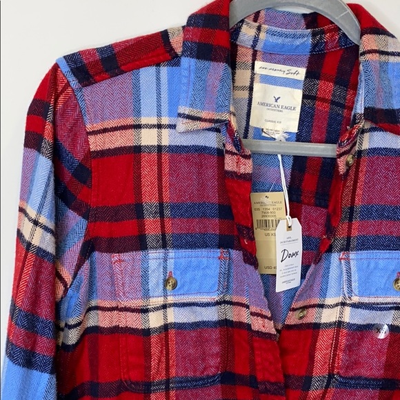 NWT American Eagle Amazingly Soft flannel shirt XS - Picture 2 of 6
